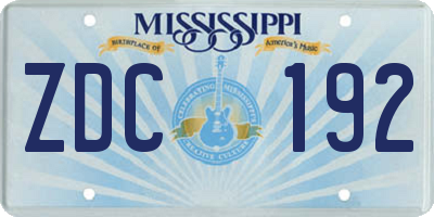 MS license plate ZDC192
