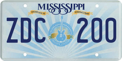 MS license plate ZDC200