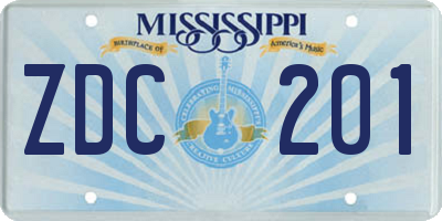 MS license plate ZDC201