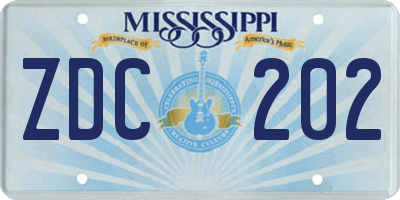 MS license plate ZDC202