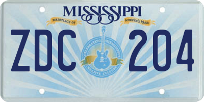 MS license plate ZDC204