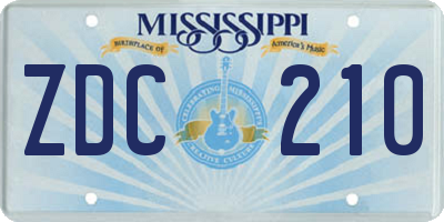 MS license plate ZDC210