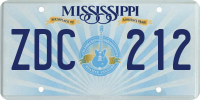 MS license plate ZDC212