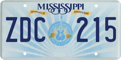 MS license plate ZDC215