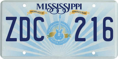 MS license plate ZDC216