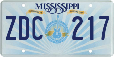MS license plate ZDC217