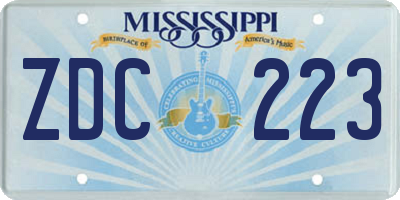 MS license plate ZDC223