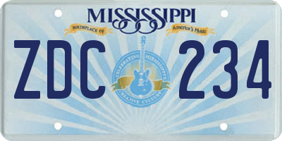 MS license plate ZDC234
