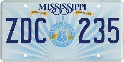 MS license plate ZDC235