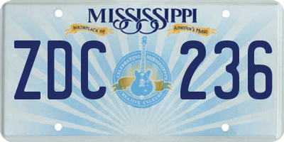MS license plate ZDC236