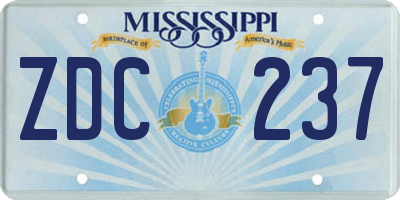 MS license plate ZDC237