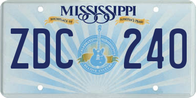 MS license plate ZDC240