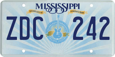 MS license plate ZDC242