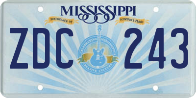 MS license plate ZDC243