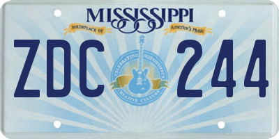 MS license plate ZDC244