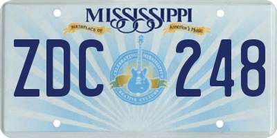 MS license plate ZDC248