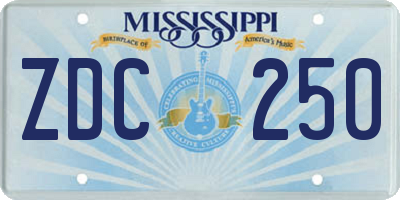 MS license plate ZDC250