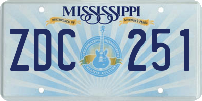 MS license plate ZDC251