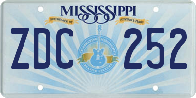 MS license plate ZDC252