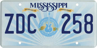 MS license plate ZDC258