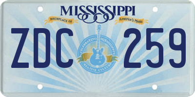MS license plate ZDC259
