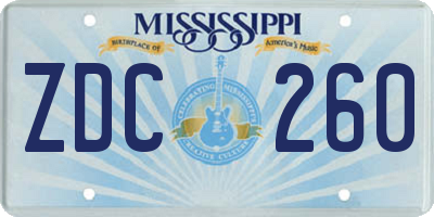 MS license plate ZDC260