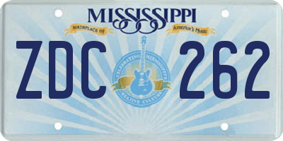 MS license plate ZDC262
