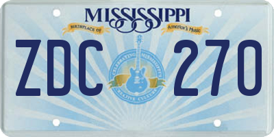 MS license plate ZDC270