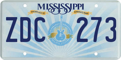 MS license plate ZDC273