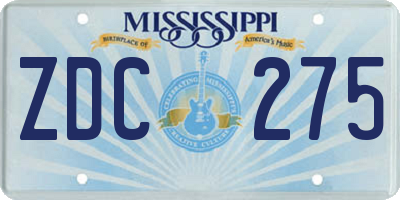 MS license plate ZDC275