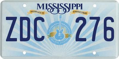 MS license plate ZDC276