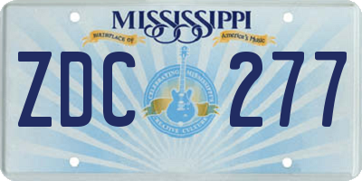 MS license plate ZDC277