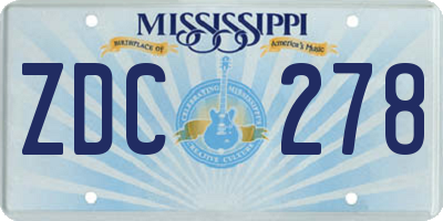 MS license plate ZDC278