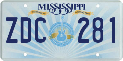 MS license plate ZDC281