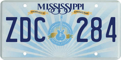 MS license plate ZDC284