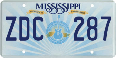 MS license plate ZDC287