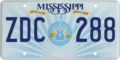 MS license plate ZDC288