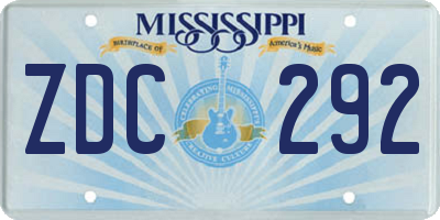 MS license plate ZDC292