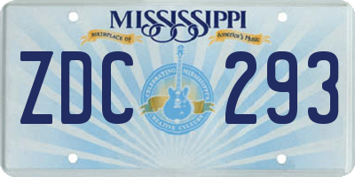 MS license plate ZDC293