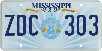 MS license plate ZDC303