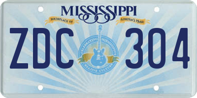 MS license plate ZDC304