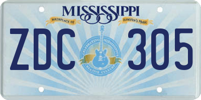 MS license plate ZDC305
