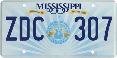 MS license plate ZDC307