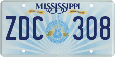 MS license plate ZDC308