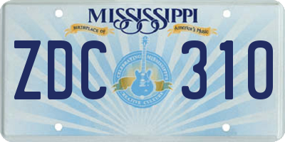 MS license plate ZDC310