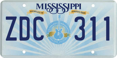 MS license plate ZDC311