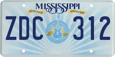 MS license plate ZDC312