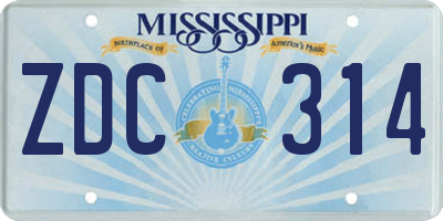 MS license plate ZDC314