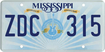 MS license plate ZDC315