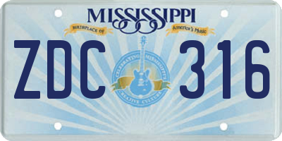 MS license plate ZDC316